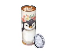 20oz Tumbler Penguin Wearing Flowers Travel Coffee Mug Insulated Stainless Steel Double Wall Tumbler for Hot & Cold Drinks Reusable Drink Thermos Cup Iced Tea Mug Gifts for Women Men