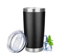 20oz Tumbler with Lid Stainless Steel Insulated Tumblers Travel Coffee Tumbler Bulk Double Wall Vacuum Insulated Water Cup Christmas Gifts for Women Men Her Him Home Office (Black, 1pack)