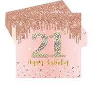 20P 21st Birthday Rose Gold Paper Napkins,21st Rose Gold Girls Birthday Party Paper Serviettes,Happy 21st Birthday Tableware Decorations for Her,Girls,Her 21st Birthday Gifts Party Supplies