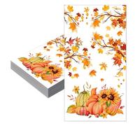 20P Autumn Fall Thanksgiving Napkins Serviettes Disposable 40x33cm,Autumn Decor Pumpkin Maple Leaf Tissue Cocktail Dessert Dinner Napkins for Thanksgiving Harvest Party Paper Napkin Table Decorations