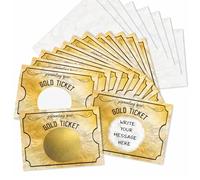 20Pack Golden Ticket Scratch Off Cards, Make Your Own Scratch Card Reveal Golden Ticket Surprise Scratch Off Card for Men or Gifts for Women, Birthday Voucher