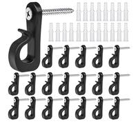 20Pack Q-Hanger Screw in Hooks Screw Hooks with Safety Buckle for Light Wire for Hanging String Lights Hanging Fairy Lights Plants, for Christmas, Festival,Patio, and Fence Decorations