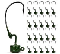 20Pack Weedless Ned Rig Jig Heads with Molded Bait Keeper System - Mushroom Head for Weedless Finesse Bass Fishing 1/16 1/8 3/16 1/4oz