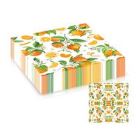 20Pack Yellow Party Napkins Orange Serviettes 2Ply, 33cm Disposable Fruit Party Serviettes, Cocktail Luncheon Tissue Paper for Birthday Spring Summer Picnic Fruit Theme Party Table Decorations