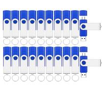 20Packs of 4GB FAT32 USB2.0 & Type-C Flash Drives, EASTBULL 2-in-1 Dual Flash Drive Bulk USB-A + USB-C Thumb Drives Pack OTG Memory Sticks Compatible with Smartphones, Computers, Tablets, Mac (Blue)