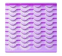 20Pair White Lashes Halloween White False Eyelashes Wispy Cosplay Makeup Eye Lashes Masquerade Party Christmas Eyelashes Masquerade Party