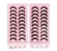 20Pairs 3D Natural Eyelashes, Lashes Natural Wispy Fluffy Lashes Curly Eyelashes Cat-Eye Faux Mink Thin Band Spiky Lashes Eye Lashes Wispy Lash Band for Makeup Eyelashes Extension, 2 Styles