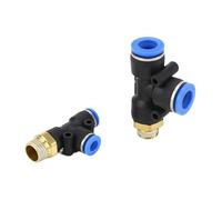 20PC Air Connector Fitting T Shape Tee 6/12/10/4/8mm Hose Pipe x M5 1/8" 1/4" 3/8" 1/2" Male Thread Pneumatic Coupler(PD-10-01)