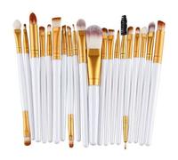 Glamza 20pc Professional White Face Foundation Eye Brow Lip Blending Makeup Brushes Set
