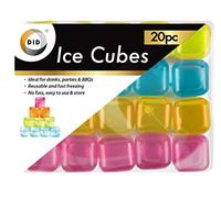 20pc ice Cubes Plastic Assorted Multicolour Reusable Pieces