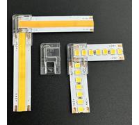 20pc L Shape 2 Pin 10mm COB LED Light Strip Connectors, Gapless Solderless Clear LED Corner Connectors for SMD COB 5050 High Density Strip Lights (10mm)