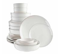 Cooks Professional Stoneware Dinnerware Set | 20 Piece Set, 4 Settings | Includes Dinner Plates, Side Plates, Cereal Bowls, Pasta Bowls, Dipping Bowls | Microwave, Oven, Dishwasher Safe | Nordic White