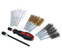 20pc Small Thin Wire Brush Set Brass hex Head Handle Drill bit Pipe Cleaning kit