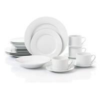 20Pc White Round Rimmed Dinner Set