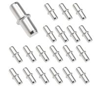 20PCS 1/5 Inch 5mm Shelf Pins Silver Heavy Duty Shelf Holder Bracket Pegs Cylindrical Shape Adjustable Holder Support Pin for Furniture Cabinet Bookcase Bookshelf
