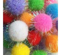 20pcs 1.5inch New Generation Extra Large Cat's Favorite Chase Glitter Ball Toy Sparkle Pom Pom Balls