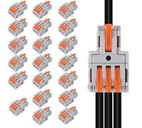 20Pcs 1 in 3 Lever Wire Connector Compact DIY Quick Connect Push-in Splitter Cable Splicing Butt Terminal Block Connectors - Mini Electrical Wire Splice 1 in 3 Out
