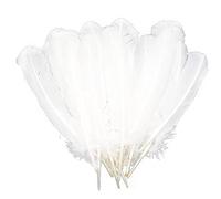 20pcs 10-12" Turkey Feather Round Wing Quill for DIY Art Accessories Halloween Party Decoration Wedding Costumes-White