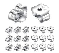 20PCS/10 Pairs Butterfly Backs For Earrings, 925 Sterling Silver Earring Backs Replacement Secure Ear Locking For Stud Earrings, Jewelry Making, Compatible With Sensitive Ears (Silver)