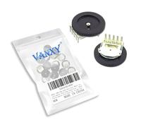 20PCS 100K Ohm B104 5Pin Dial Wheel Potentiometer Dual-Gang Round Dial/Knob Potentiometer with Gear for Volume Control, 16mm Diameter x 2mm Thickness