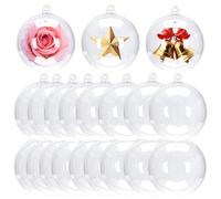 20Pcs 10cm Empty Clear Baubles to Fill,Clear Plastic Baubles for Crafting,Fill Your Own Bauble,Christmas Tree Decoration Ball,Christmas Fillable Bauble for DIY Craft New Years Xmas Ornament Home Decor
