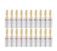 20pcs/10pairs BANANA PLUGS 24K Gold-plated 4MM Banana Connector with Screw Lock For jack Speaker Plugs Black&Red(20xL1037)