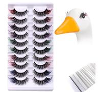 20pcs(10pairs) Porch Goose Outfit Eyelash for 23/17'' Plastic Lawn Goose Statue Mink Fake Lashes with Color End 3D Salon Eyelashes Reusable for Lawn Patio Art Decoration