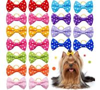 20pcs(10pairs) Small Dog Hair Accessories Bow, dot Bowknot with Rubber Band for Dog cat Pets Puppy Kitten,Yorkie Dog,Maltese Dog Teddy Dog