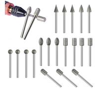 20Pcs 120-Grit Diamond Grinder Bit 1/8" Shank Compatible with Dremel Rotary Tool Attachment Accessories Grinding Burrs for Stone Glass Resin Steel Carve Engrave Polish(6 types of head shapes).