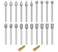 20Pcs 120 Grit Diamond Grinding Bit Set 1/8 Inch Shank, Diamond Burr Bits Compatible with Dremel Diamond Bit for Stone Glass Resin Porcelain Carving, Polishing, Grinding