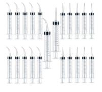 20Pcs 12ML Baby Bird Feeding Syringe, Pet Liquid Feeding Syringes Kitten Feeder with Long Tip for Small Animals Feeding ,Oil or Glue Applicator, Scientific Industrial Labs (12ML- Curved+Straight Tip)