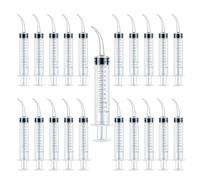 20Pcs 12ML Baby Bird Feeding Syringe, Pet Liquid Feeding Syringes Kitten Feeder with Long Tip for Small Animals Feeding ,Oil or Glue Applicator, Scientific Industrial Labs (12ML- Curved Tip)