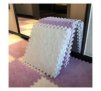 20Pcs 12X12inch Interlocking Foam Mats Plush Mat, Fluffy Carpet Tiles Plush Area Rug, Bedroom Floor Tiles, Soft Playmat Puzzle Floor Mat,WT+Dark Purple,THK 6mm