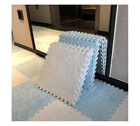 20Pcs 12X12inch Interlocking Foam Mats Plush Mat, Fluffy Carpet Tiles Plush Area Rug, Bedroom Floor Tiles, Soft Playmat Puzzle Floor Mat,WT+Blue,THK 10mm