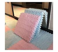 20Pcs 12X12inch Interlocking Foam Mats Plush Mat, Fluffy Carpet Tiles Plush Area Rug, Bedroom Floor Tiles, Soft Playmat Puzzle Floor Mat,Pink+Blue,THK 6mm