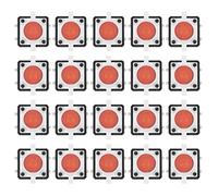 20PCS 12x12x7.3mm Tactile Push Button Switch with LED, Momentary Tact Switch 6 Pin, High Temp ABS Housing for TV Audio Computer Electronics (Red)