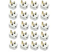 20PCS 13AMP 3 PIN Plug Fused White Mains Plastic UK Plug 13A Pack Socket Heavy Duty Electrical Plug