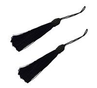 20pcs 15.5cm/6 Inches Silky Floss bookmark Tassels with 2-Inch Cord Loop and Small Chinese Knot for Jewelry Making, Souvenir, Bookmarks, DIY Craft Accessory (Black)