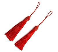 20pcs 15.5cm/6 Inches Silky Floss bookmark Tassels with 2-Inch Cord Loop and Small Chinese Knot for Jewelry Making, Souvenir, Bookmarks, DIY Craft Accessory (Red)