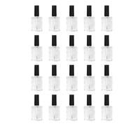 20pcs 15ml Glass Nail Polish Bottle with Brush, Screw Cap Flat Shape | Top Coat and Nail Polish, Integrated Brush Reaches Bottom, Funnel Included, Travel and Mixing Use