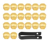 "20Pcs 17mm Universal Wheel Lug Nut Covers, Gold Push-On Tire Bolt Caps, Standard Hub Nut Protectors for Cars, Trucks, SUVs, Aftermarket Accessories