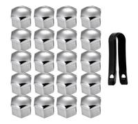 20Pcs 17mm Wheel Nut Covers,Silver Hexagonal Lugnut Cover,with Removal Tool | Wheel Trims Bolt Caps,Rim Protectors Fit for Most Car Models,Automotive Exterior Accessories,PA Plastic Material