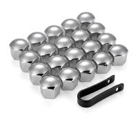 20Pcs 19mm Wheel Nut Covers, Silver Hexagonal Bolt Caps with Removal Tool, PA Plastic Protective Trim for Alloy Fasteners, Weather-Resistant Exterior Detail