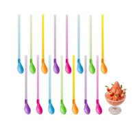 20PCS 2-in-1 Slush Straws, Reusable Spoon Straws for Smoothies, Cocktails, Milkshakes & Coffee, BPA-Free Plastic, 5 Vibrant Colours, 23.5cm Durable Design