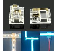 20pcs 2 Pin 8MM COB LED Connectors,T L Shape LED Corner Connectors,Gapless Solderless Clear Connector,Strip to Wire Connectors for SMD & COB 3528 2835 LED High Density Strip Lights