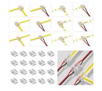 20pcs 2 Pin LED Strip Light Connectors - Silkwish 8mm LED/COB Connector Solderless - 8-in-1 Connecting Design for COB/LED Strips, L/T-Shape X-Shape & Cable Connectors