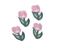 20Pcs 20 * 30mm Embroidered Knitting Tulip Flower for DIY Hat Clothes Wedding Sewing Patches for DIY Clothes Backpacks Jackets Shoes(Pink)