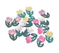 20Pcs 20 * 30mm Embroidered Knitting Tulip Flower for DIY Hat Clothes Wedding Sewing Patches for DIY Clothes Backpacks Jackets Shoes(Multicolor)