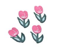 20Pcs 20 * 30mm Embroidered Knitting Tulip Flower for DIY Hat Clothes Wedding Sewing Patches for DIY Clothes Backpacks Jackets Shoes(Rose Red)