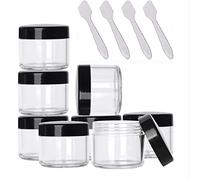 20pcs 20ml Empty Sample Pots Makeup Pots with Lids Travel Cosmetic Jar Plastic Sample Containers with Black Screw Lids and 4pcs Spatulas
